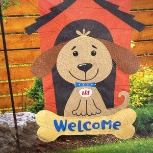 Welcome Dog House Garden Flag